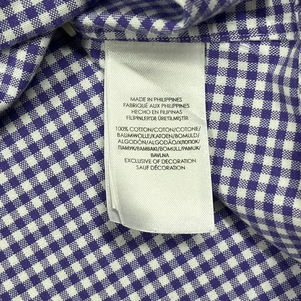 Polo Ralph Lauren Button Down Shirt Mens XXL Purple Gingham Check Preppy *Flaw